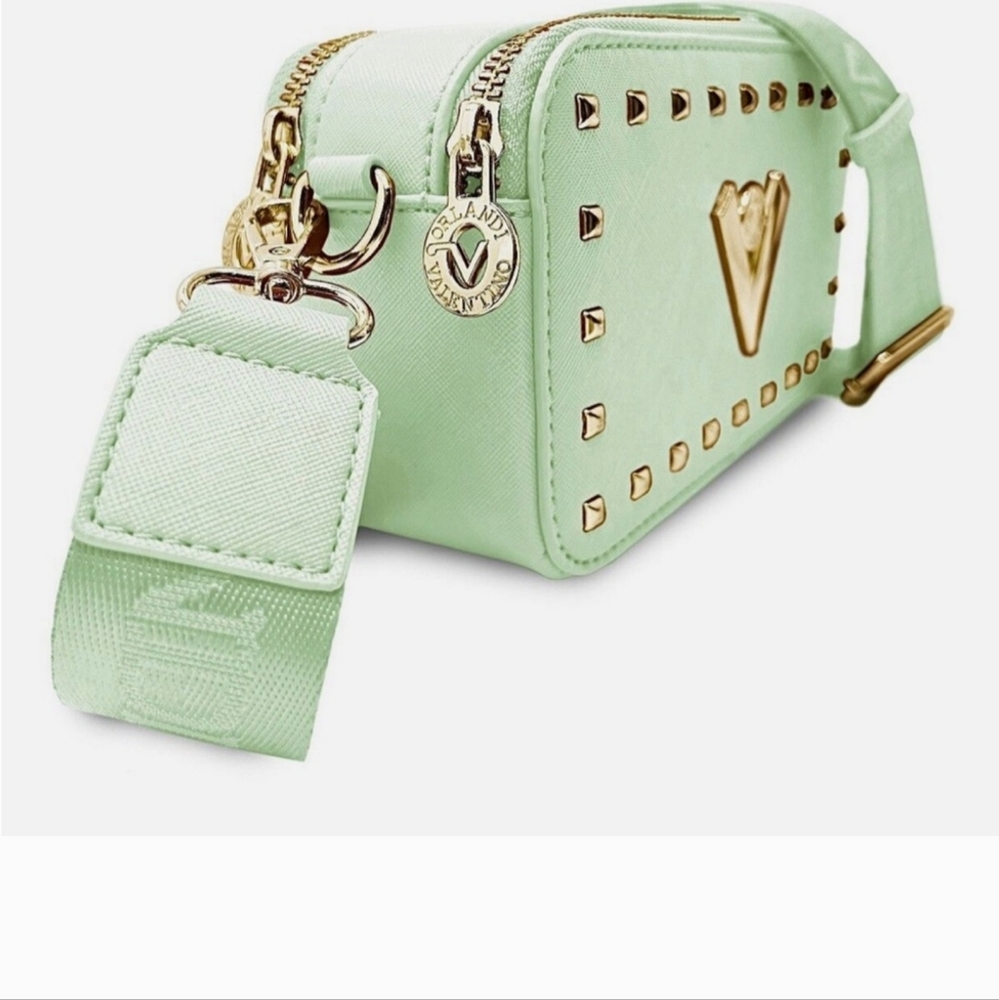 Valentino Orlandi NWT MINT Green Double Zip Bag $159 RETAIL - Picture 2 of 9